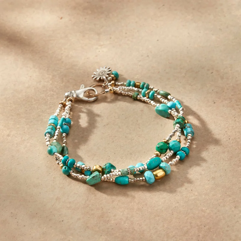 chic silver chain bracelets with gemstones for women -Turquoise Helios Bracelet