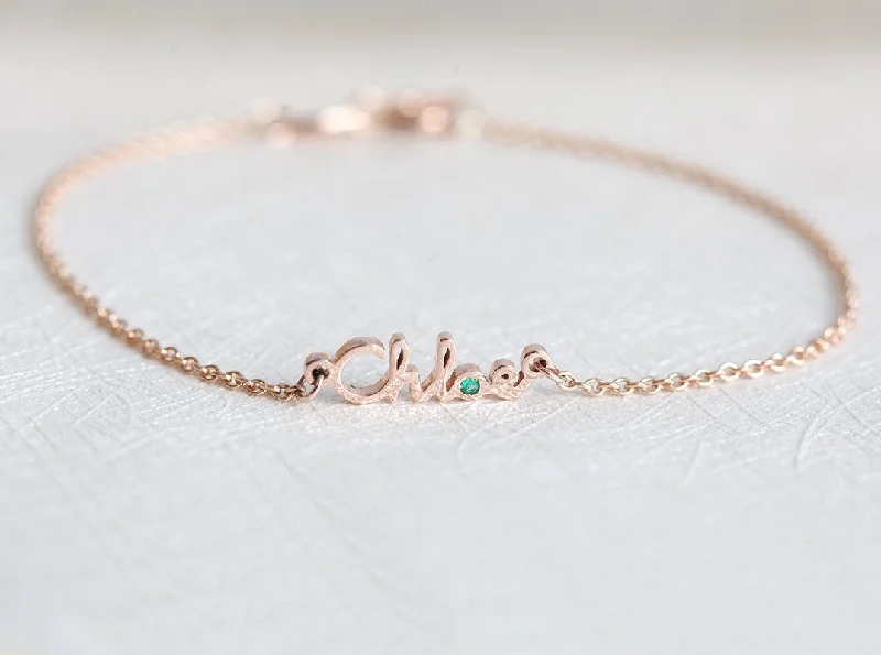 elegant pearl bangle sets for women -Personalized Name & Gemstone Bracelet