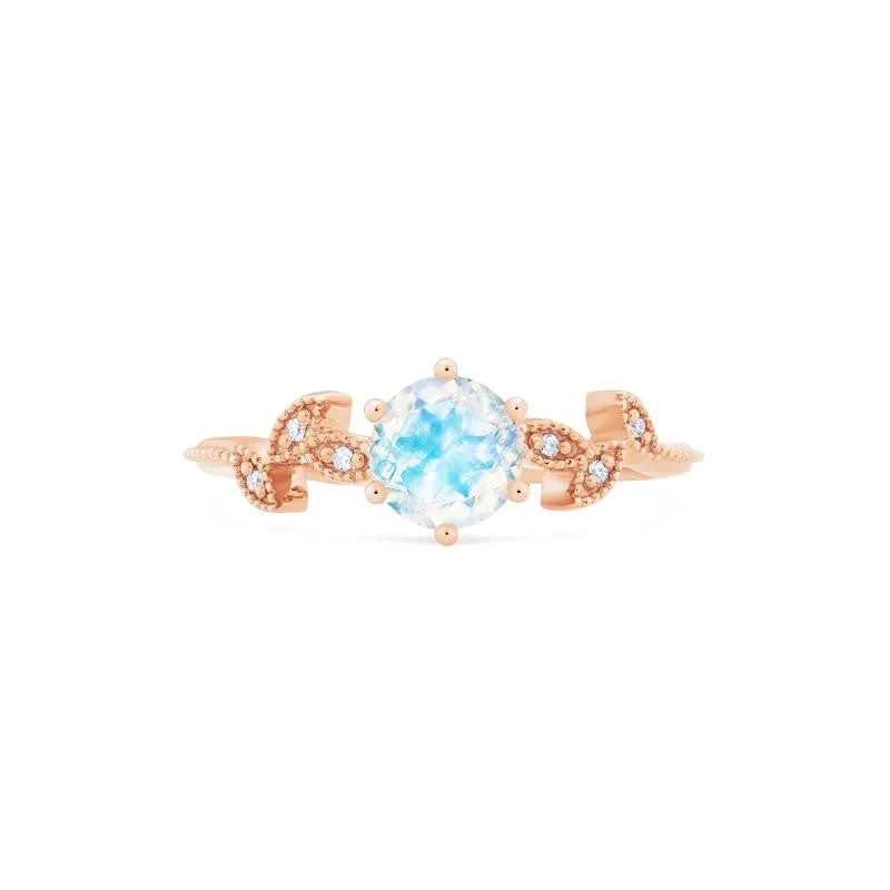 classic engagement rings with three diamonds -[Dahlia] Petite Floral Engagement Ring in Moonstone