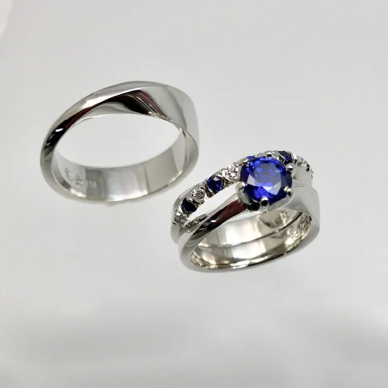 elegant engagement rings with colored gemstones -Platinum Möbius Wedding Set