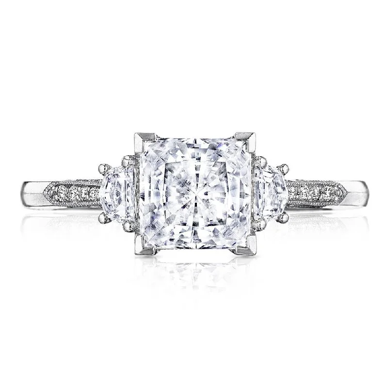 vintage diamond engagement rings for women -Princess 3-Stone Engagement Ring