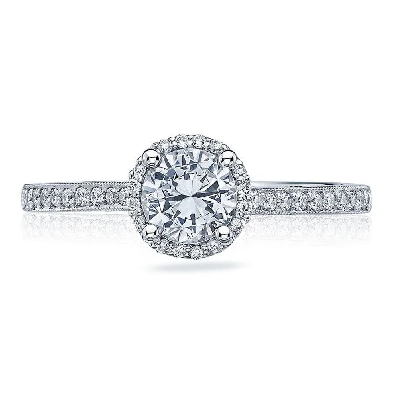 radiant engagement rings with cushion cut diamonds -Round Bloom Engagement Ring