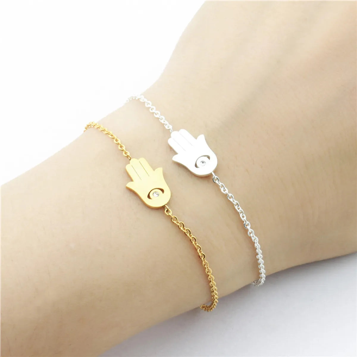 luxurious bangle bracelets with diamonds for women -Simple Crystal Magic Eye Bracelet Stainless Steel Bracelet Wholesale