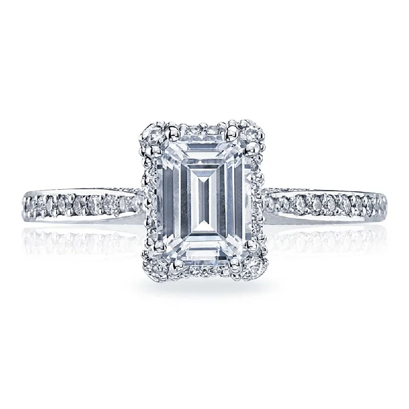 radiant engagement rings with square sapphires -Emerald Bloom Engagement Ring