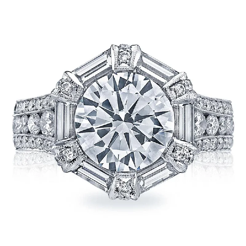 affordable engagement rings with white sapphires -Round Bloom Engagement Ring