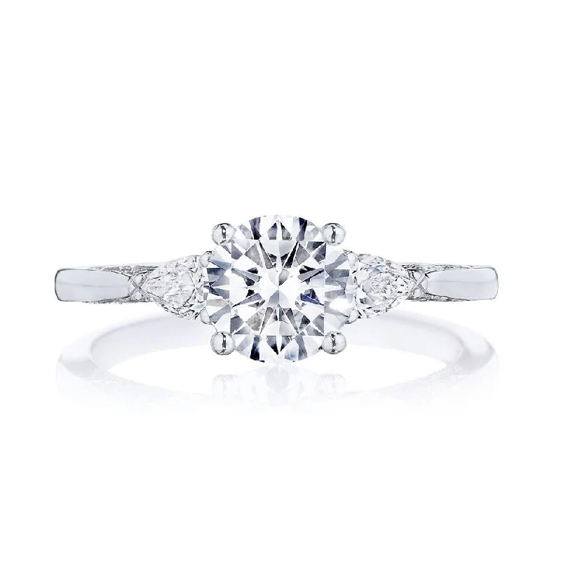 vintage style engagement rings with rubies -Round 3-Stone Engagement Ring