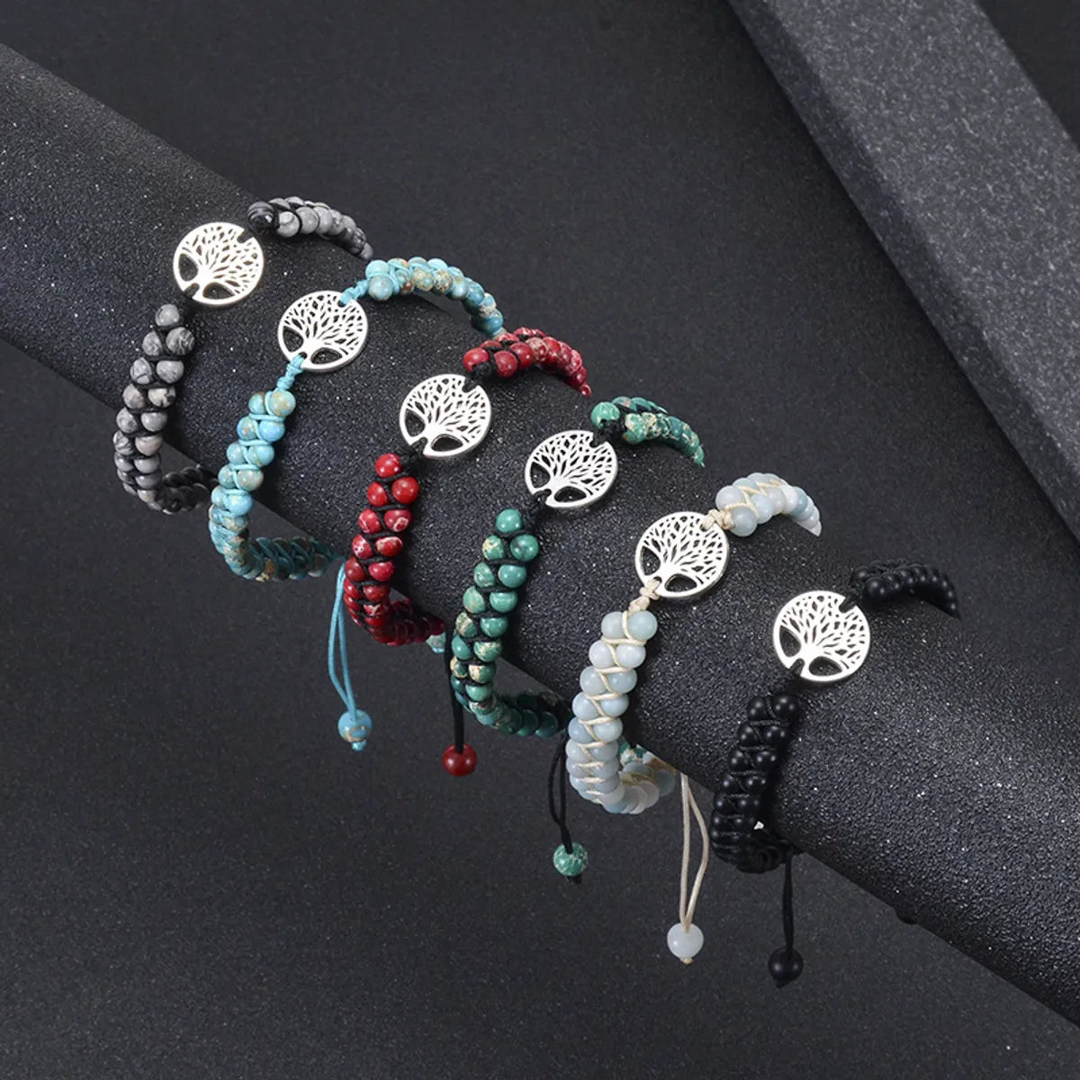 sparkling gemstone bracelet sets with crystals for women -Casual Lucky Tree Natural Stone Bracelets