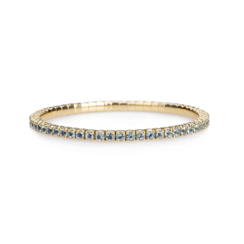 chic pearl bracelets for women -18K Gold Stretch Aquamarine Tennis Bracelet, 2.25-8.58 Carats