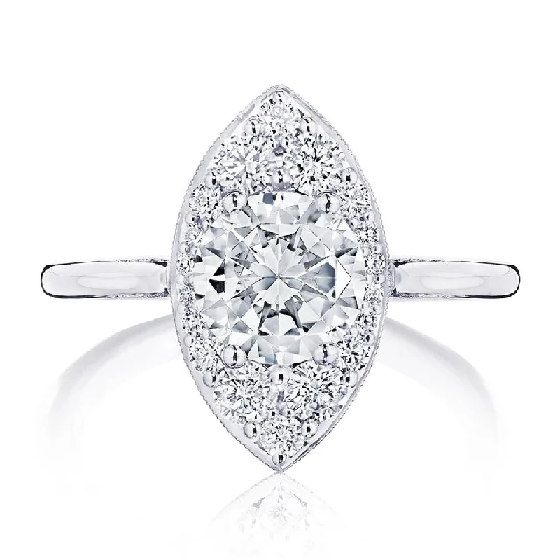 engagement rings with round diamonds and sapphire accents -Round, Marquise Bloom Engagement Ring