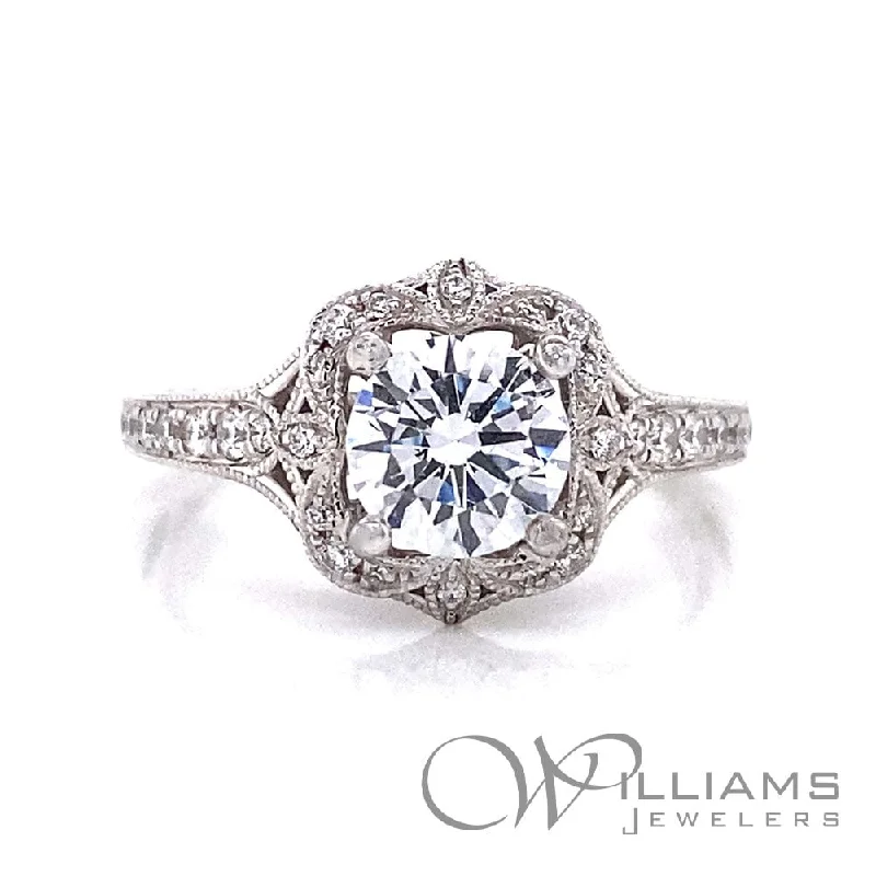 romantic engagement rings with diamond halos -Parade Designs 18 Karat Diamond Engagement Ring