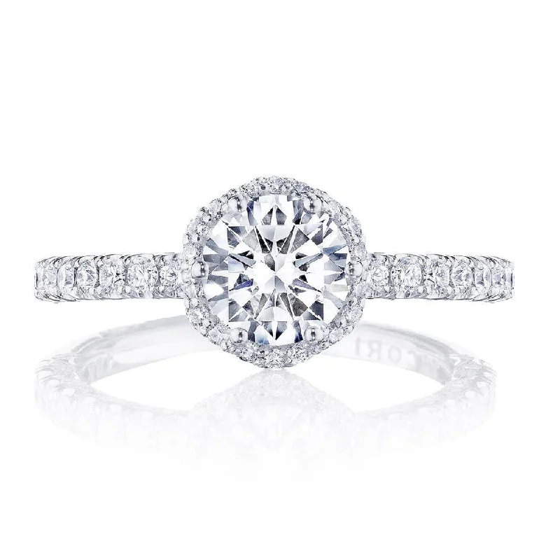 radiant engagement rings with fancy diamonds and sapphires -Round Bloom Engagement Ring