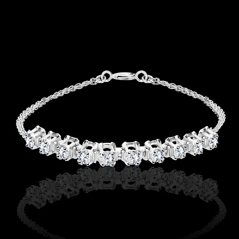 elegant crystal bangle bracelets for women -Signature Collection with the iconic "I" diamond setting in a half-tennis bracelet  - IBK101P