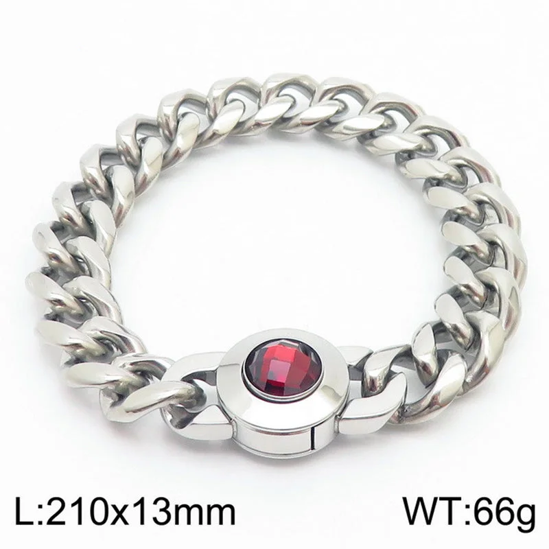 Steel-Red Crystal Buckle