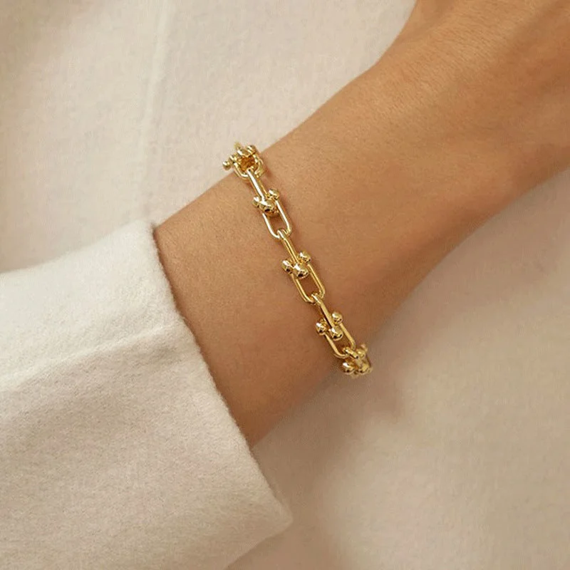 Horseshoe U-Shaped Bracelet-Gold