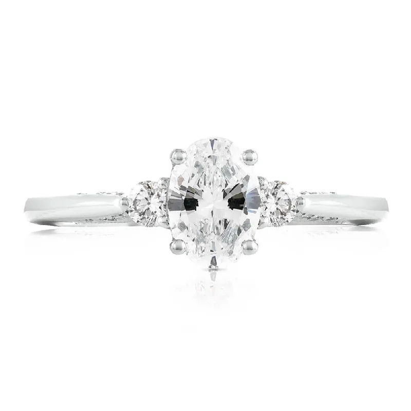 engagement rings with fancy sapphire center stones -Oval 3-Stone Engagement Ring