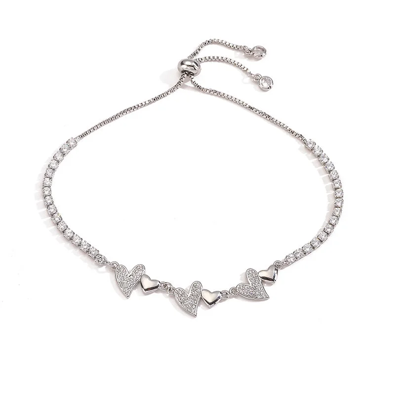 White Gold Color Love Pull Bracelet