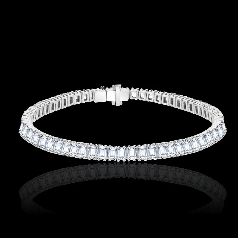 radiant silver cuff bracelets with pearls for women -The Bauguette Tennis bracelet with its seamless design and everyday wearability - YT241705BA