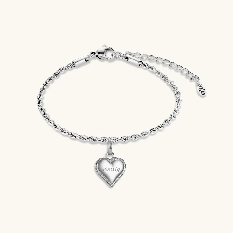 modern silver bracelets with charms for women -Beaded Heart Bracelet Silver