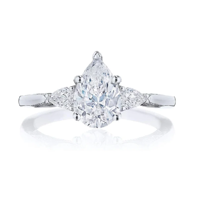 engagement rings with floral designs -Pear 3-Stone Engagement Ring