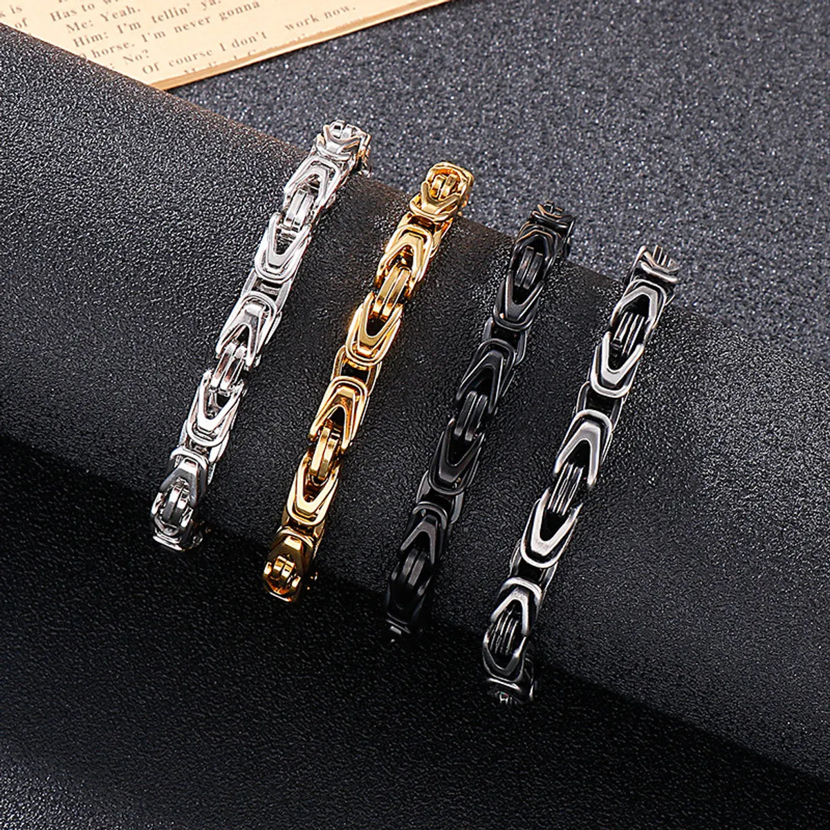 classic charm bracelets for women -Hip-hop Retro Solid Color Titanium Steel Plating Gold Plated Bracelets Necklace