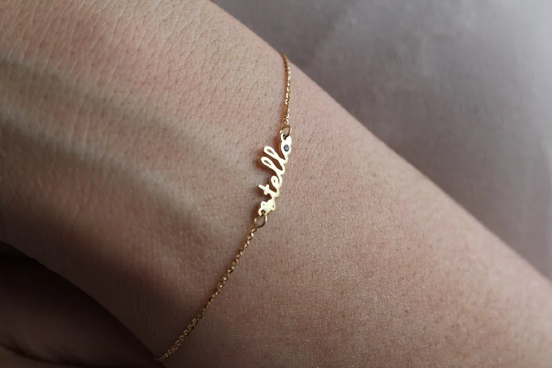 sparkling gold bangle sets for women -Personalized Bracelet, Gold Name Bracelet