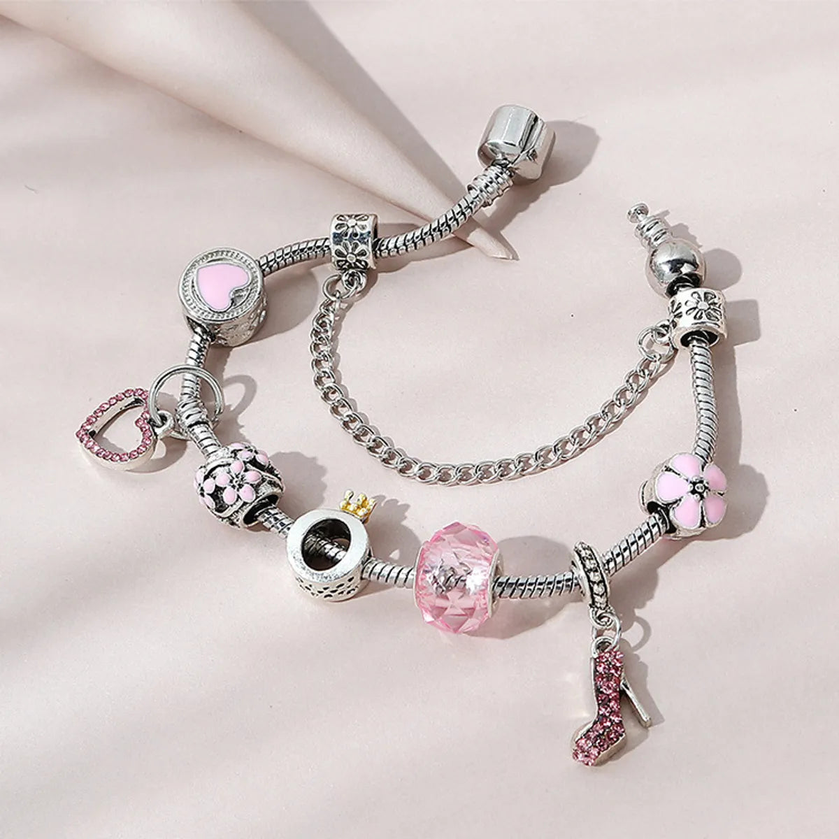 radiant silver bracelet sets with pearls for women -Casual Heart Shape Alloy Copper Inlay Artificial Gemstones Bracelets