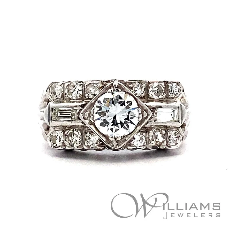 engagement rings with large diamonds -Art Deco 14 Karat Diamond Ring