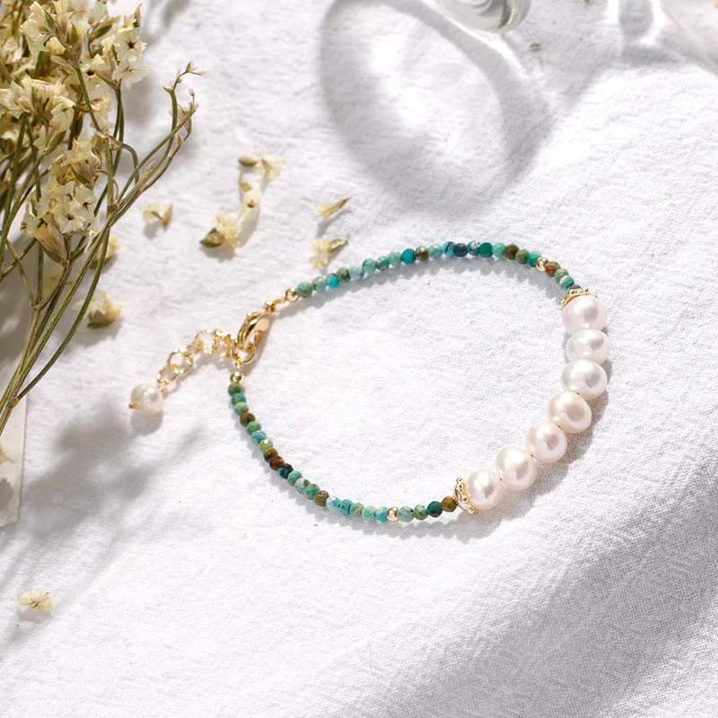 Cut Turquoise Pearl Bracelet