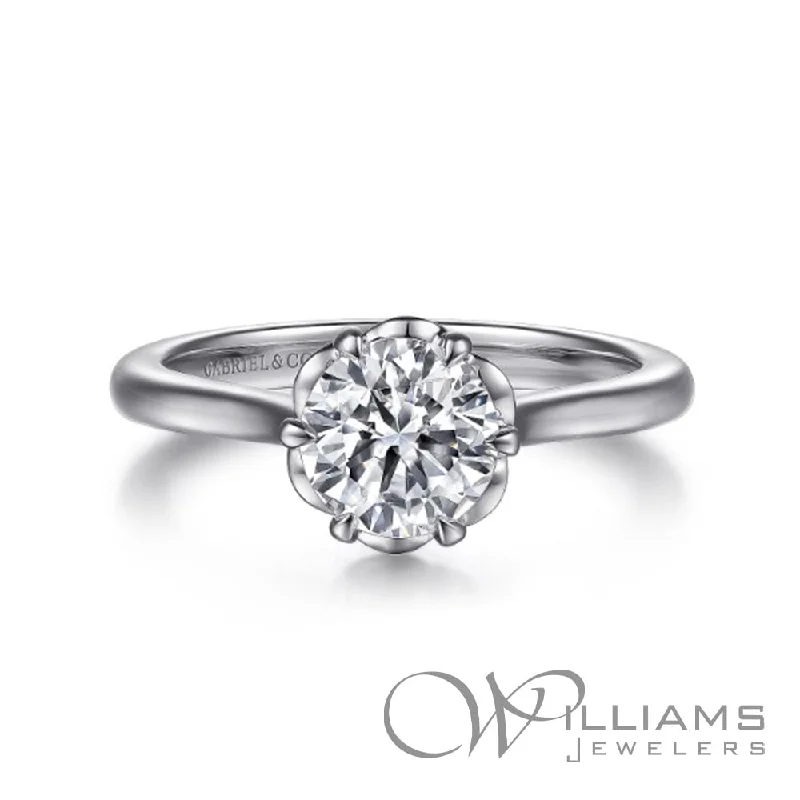 engagement rings with round diamonds -Gabriel & Co. Classics 14 Karat Diamond Engagement Ring