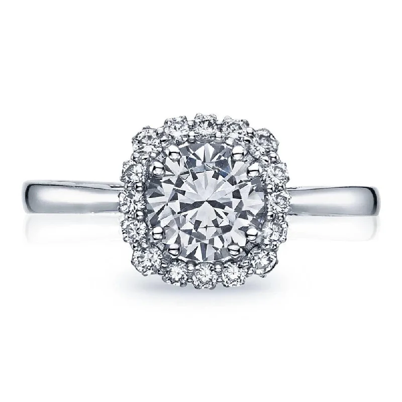 engagement rings with three round diamonds -Round with Cushion Bloom Engagement Ring